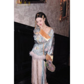 千黛远山 素齐腰裙对襟汉服女春夏千金 汉元 羽樱 原创刺绣新中式