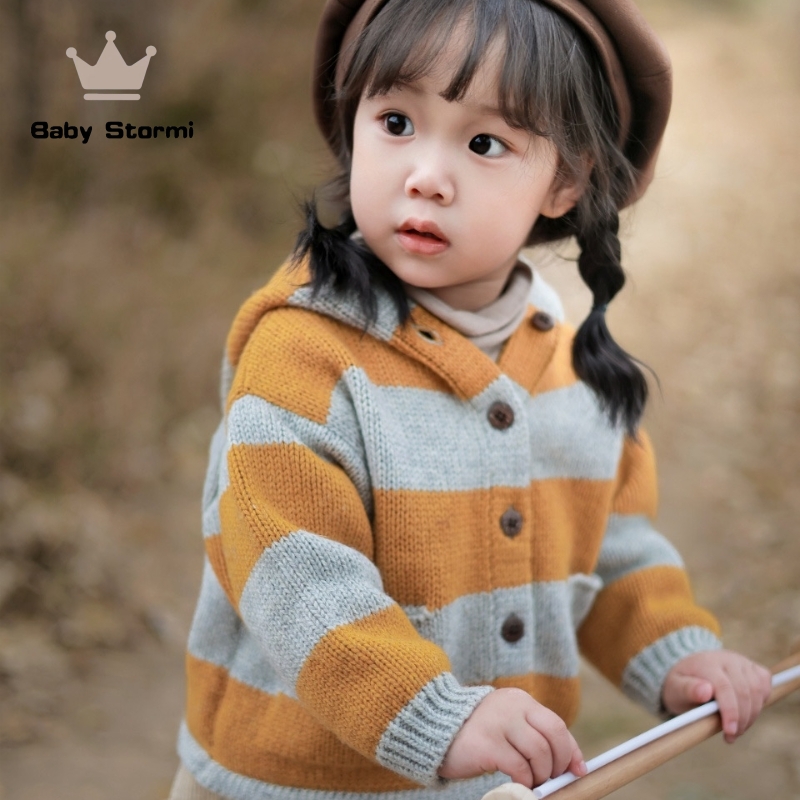 北欧精灵帽开衫儿童春秋宝宝男女童初秋衣服针织衫婴儿毛衣外搭开