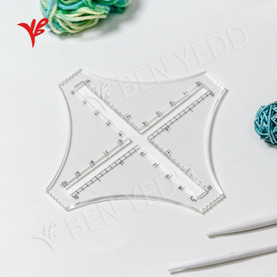 包邮 BEN YEDD亚克力透明密度尺毛线小样编织计算尺计算器密度尺