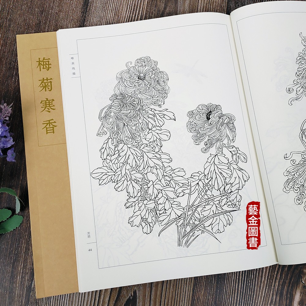 梅菊寒香 唯美线描 林细山绘 白描花鸟画工笔勾线线描画技法 天津杨柳青画社