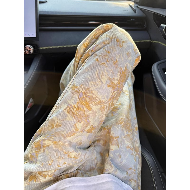 美式高街水洗扎染印花牛仔裤cleanfit潮牌痞帅炸街裤子男款直筒裤