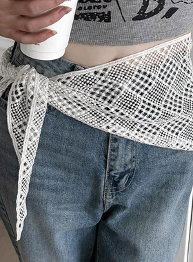 韩系镂空三角巾蕾丝围裙