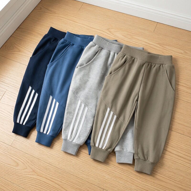 韩版童装男童2026春装新款儿童纯棉小毛圈裤子中小童男孩运动长裤