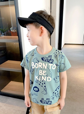 27kids童装韩版2026夏季新品 儿童纯棉卡通运动短袖T恤男宝宝衣服