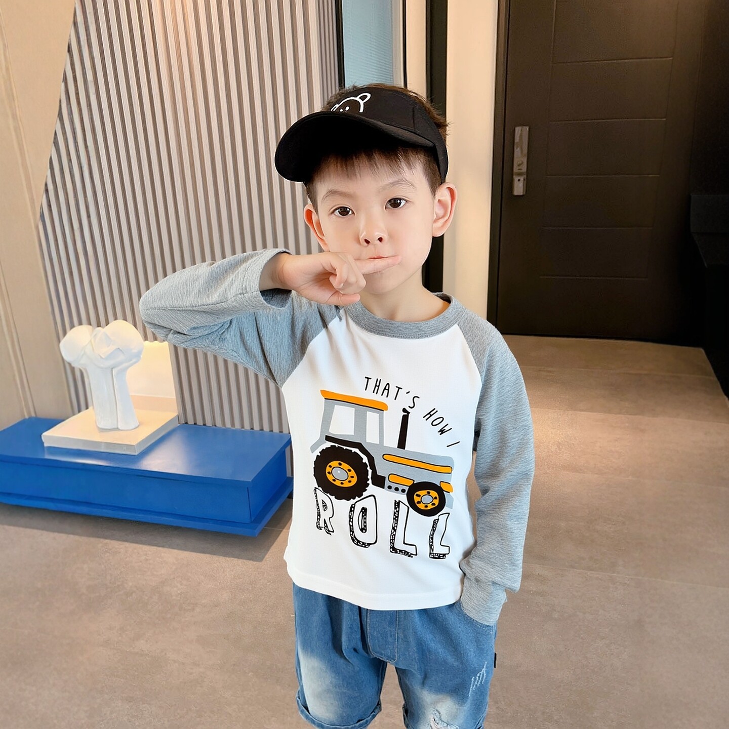 春季新款2026男童纯棉长袖t恤儿童服装宝宝衣服 韩版童装怪兽汽车