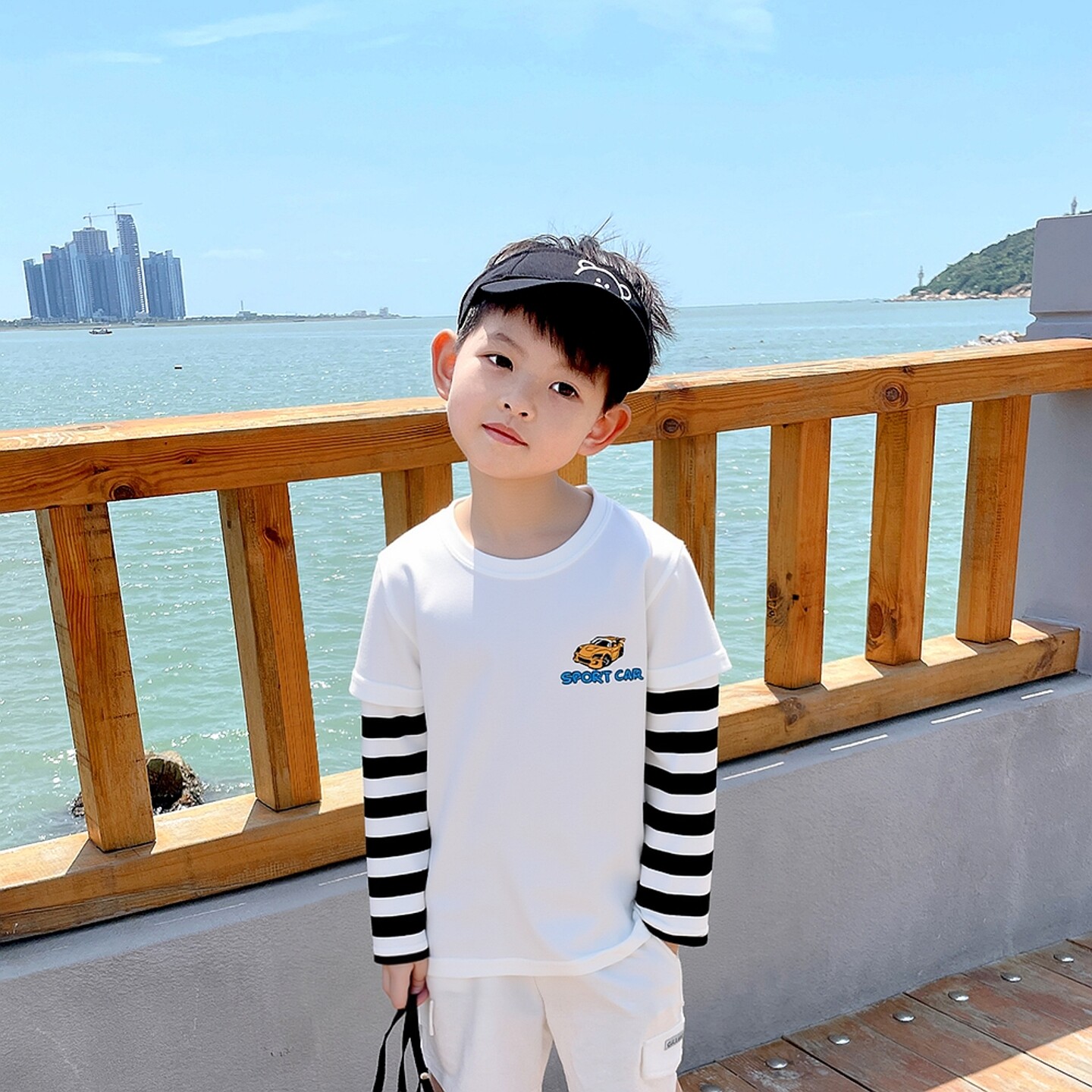 品牌童装纯棉长袖T恤洋气上衣 中小童卡通假两件宝宝衣服男孩打底