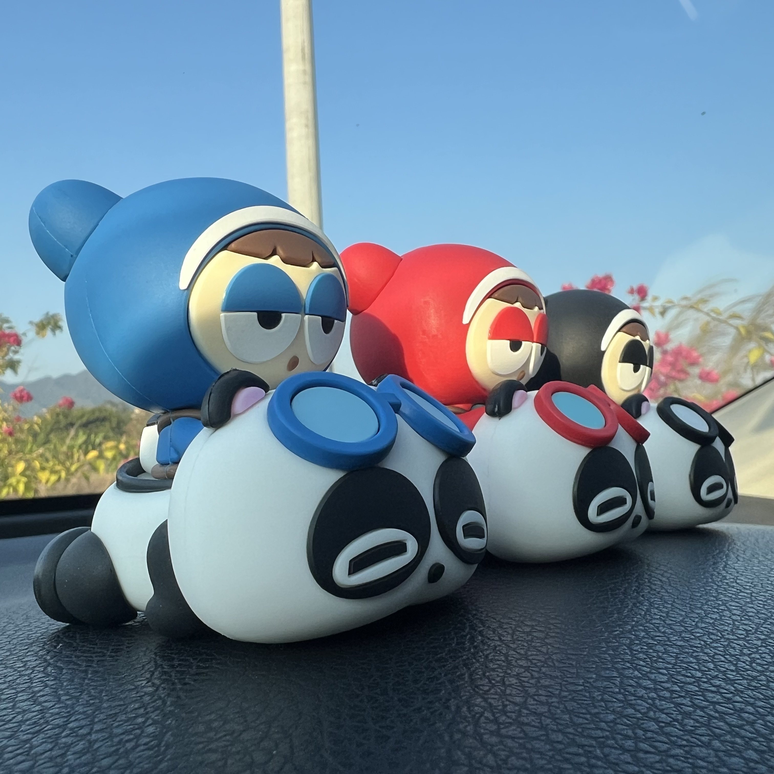 怀旧跑跑卡丁车宝宝熊猫G3pro汽车摆件车载装饰车内饰品 桌面手办