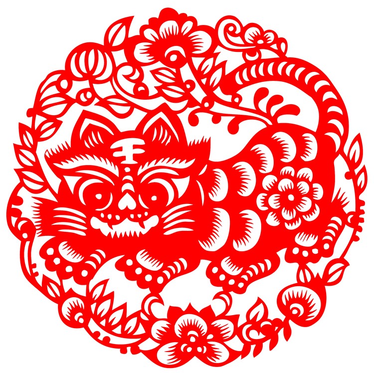 新年老虎剪纸窗花中国特色手工艺品剪纸画装饰画玻璃贴生肖虎动物图片