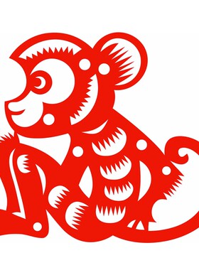 生肖猴子窗花自粘贴纸剪纸玻璃门窗户动物猴贴纸双面红色猴年装饰