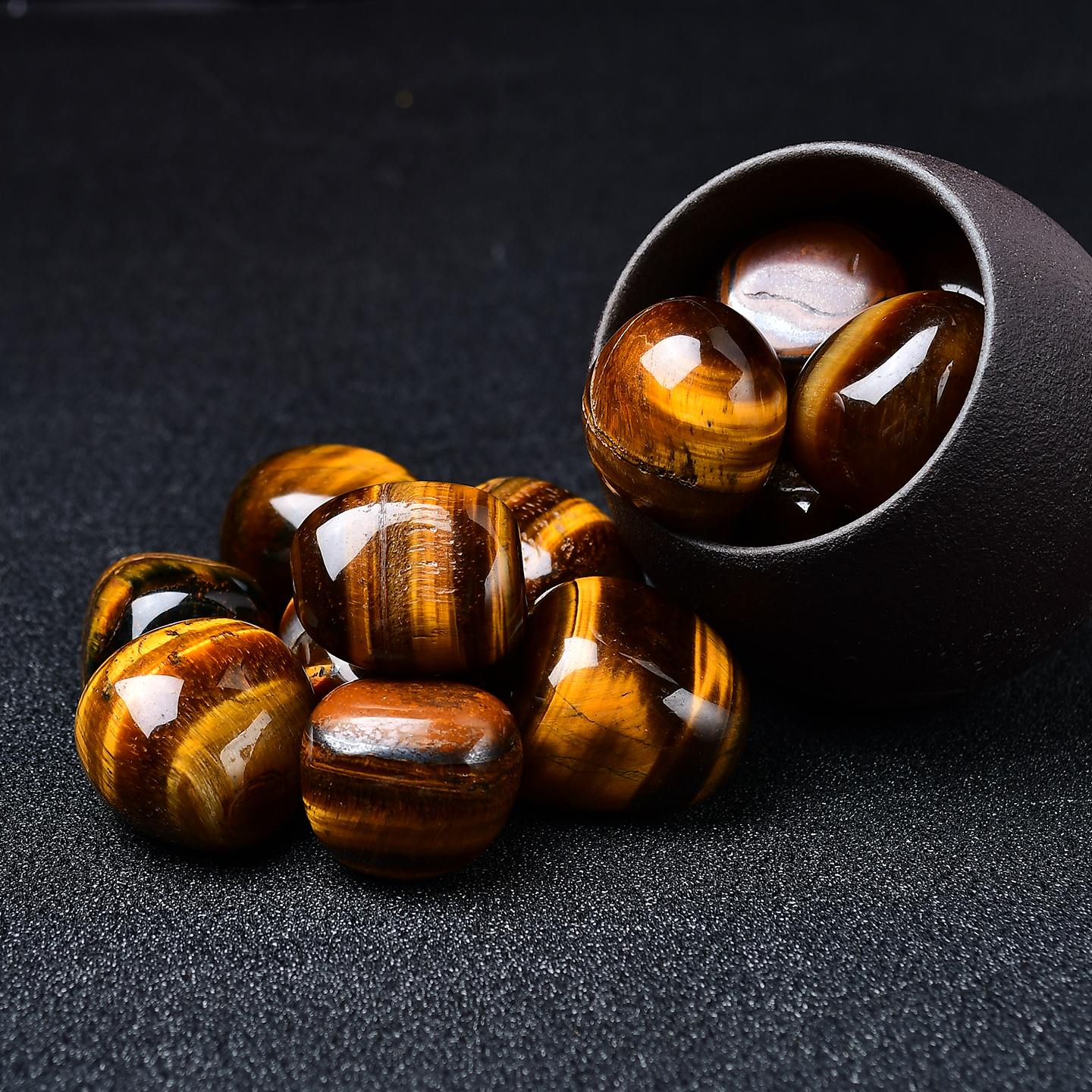 鱼缸造景摆件黄虎眼天然