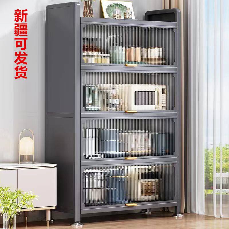 新疆包邮厨房置物架多层置物柜微波炉烤箱多功能橱柜锅具电器边柜