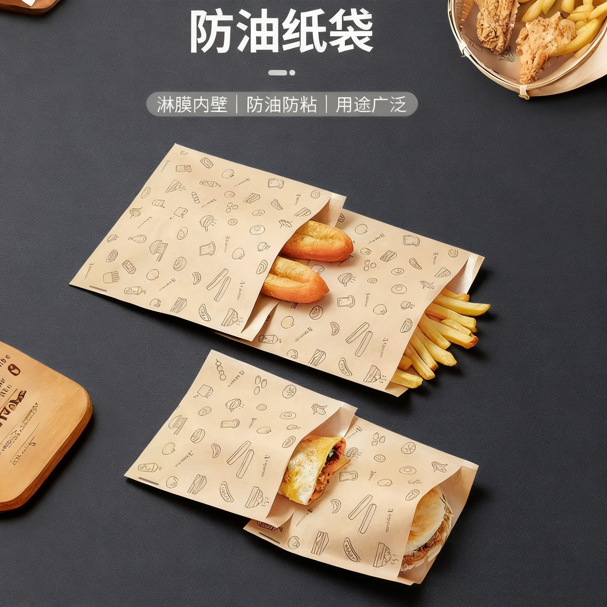 手抓饼肉夹馍食品级三明治包装袋图片