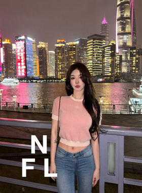【NEW FOOLLAND】“初恋粉色系”C家名媛风修身软糯针织衫短袖T恤