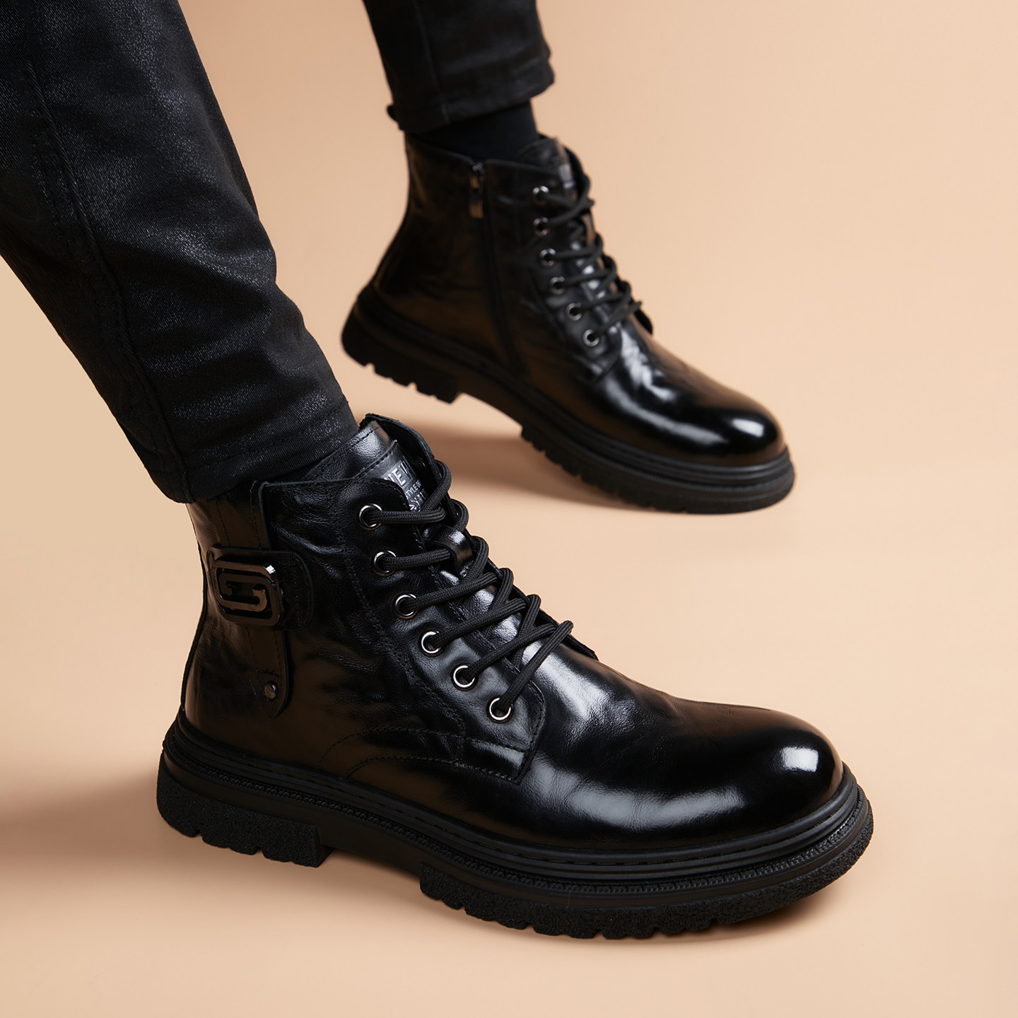 软底真皮防滑增高保暖马丁靴牛皮