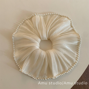 高级感加大号珍珠大肠发圈女气质扎头发丸子头皮筋低马尾发绳头绳