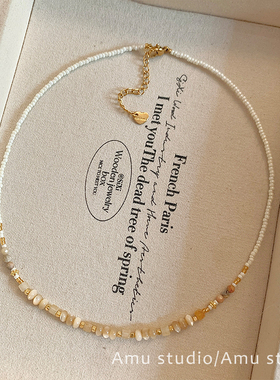 设计感小众小米珠天然石串珠项链女2026新款高级感轻奢锁骨链颈链