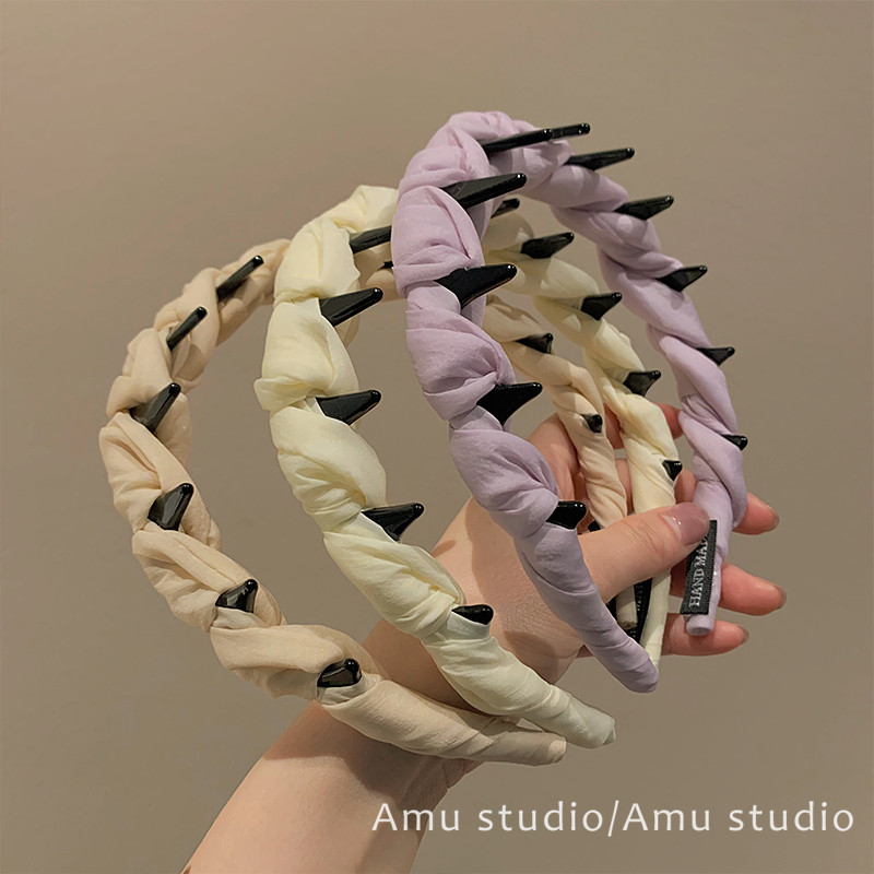 韩国新款甜美简约麻花编织带齿防滑发箍女增高颅顶头箍发卡头饰品
