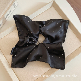 高级感缎面满天星大肠发圈女气质扎头发侧低马尾发绳头绳皮筋发饰