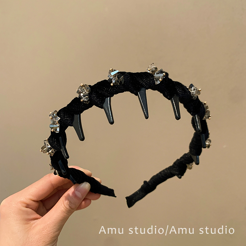 轻奢水钻丝绒波浪发箍女2025新款蓬松高颅顶头箍发卡洗脸发捆头饰