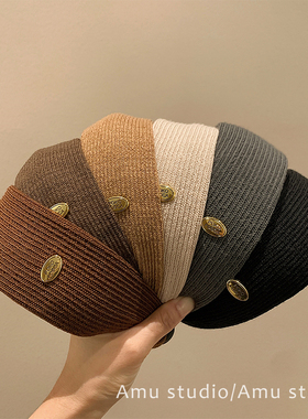 韩国秋冬针织加宽边纯色发箍女2025新款高颅顶压发头箍发卡头饰品