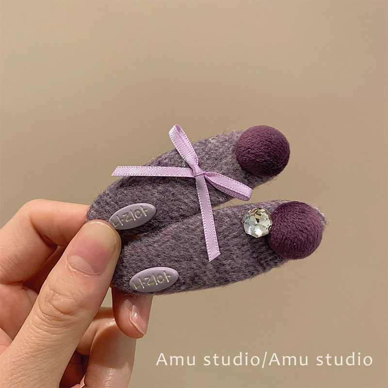 一对装~紫色毛球蝴蝶结发夹女甜美前额碎发BB夹侧边刘海边夹发卡,饰品/流行首饰/时尚饰品新,发饰,淘宝优惠券,粉丝福利购,淘宝优惠卷