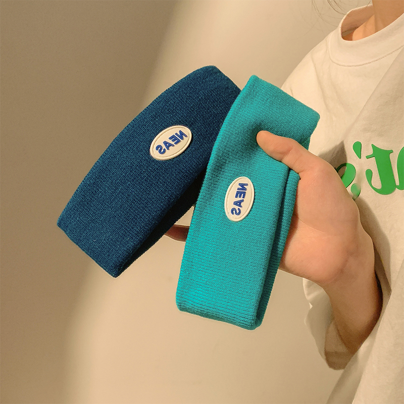 字母针织发带女秋冬外出运动跑步吸汗潮酷街头毛线发箍短发头套