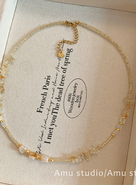 设计感独特天然石水晶串珠项链女款2026新款高级感轻奢锁骨链颈链