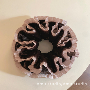 韩系秋冬甜美丝绒双层大肠发圈女扎头发丸子头发绳低马尾头绳皮筋