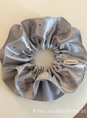 银灰色大号双层波点大肠发圈女韩系气质扎头发丸子头发绳头绳发饰