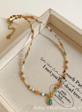 小众独特天然石串珠项链女款2026新款高级感轻奢锁骨链颈链配饰品