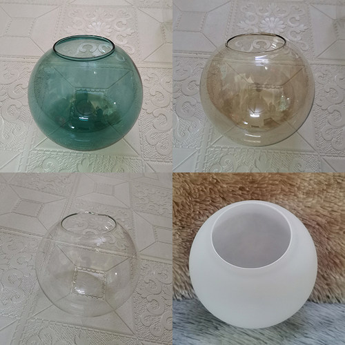 diy圆球形干邑色单口玻璃灯罩