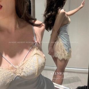 心动double纯欲风性感蕾丝睡衣含胸垫缎面吊带睡衣纯欲性感睡裙