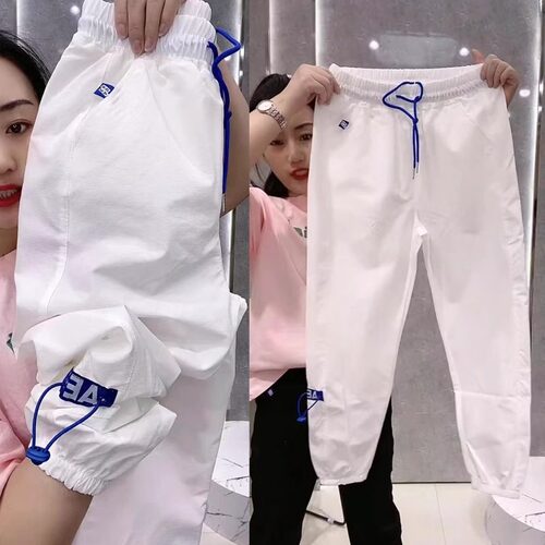 清仓新款~夏季冰丝速干运动裤女束脚萝卜宽松白色小个子小脚裤女