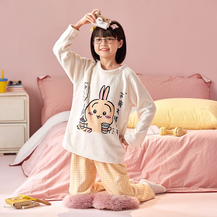 女童法兰绒秋冬乌萨奇睡衣