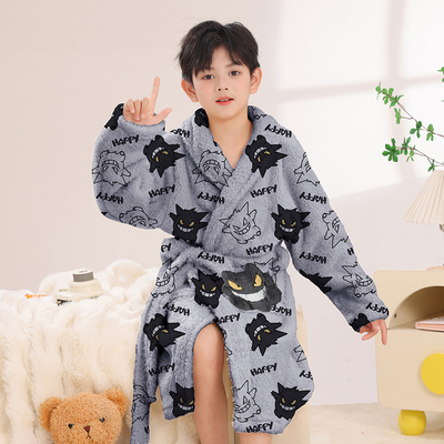 儿童睡袍男童秋冬季法兰绒加厚