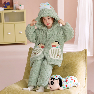 儿童睡衣冬季夹棉三层加厚保暖