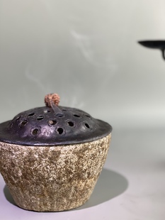 孤品手工石头铁盖香炉仿古香插盘香塔香粒香盘香薰炉中式复古香道