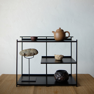 东际器物侘寂风茶棚中式铁艺博古架茶具收纳展示架茶室茶道茶柜