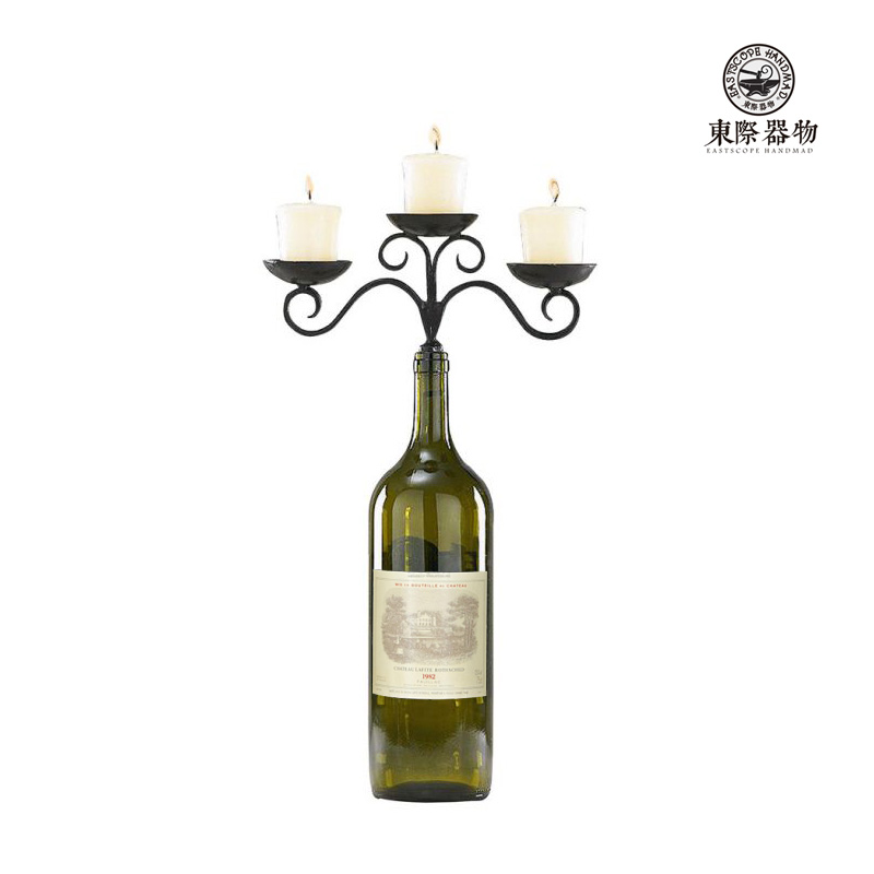 东际器物手工制作欧式铁艺红酒瓶蜡烛台浪漫烛光晚餐婚礼生日西餐