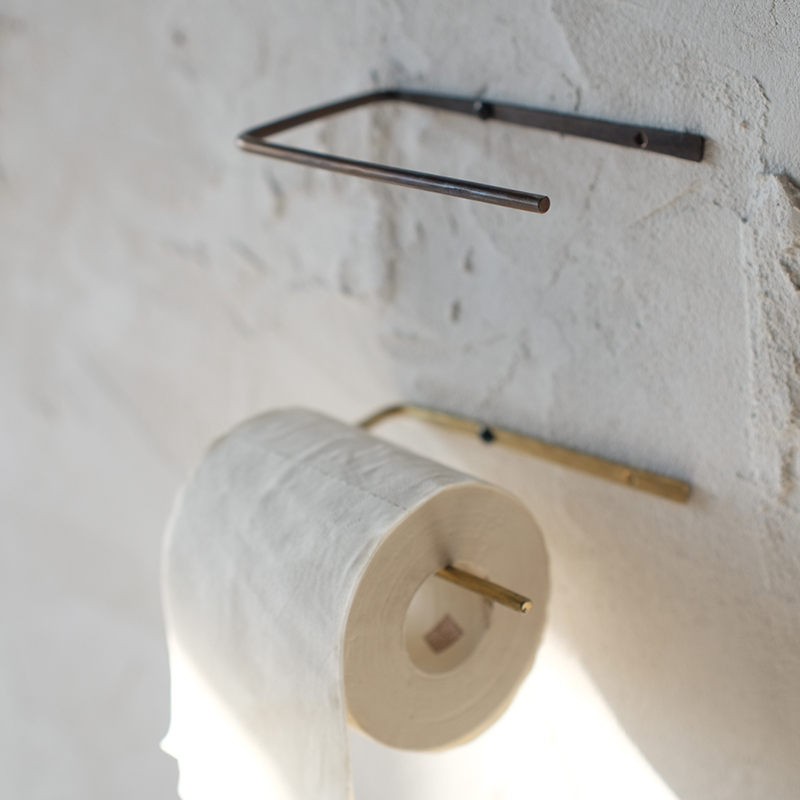 东际器物手工锻造欧式简约做旧不锈钢卫生间家用墙挂式黄铜纸巾架