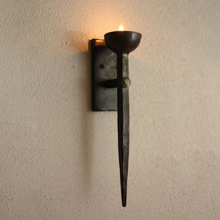 东际锻造铁艺壁挂烛台复古墙面装饰蜡烛底座过道烛光酥油灯