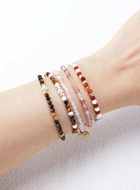 【混搭款】天然虎眼石石榴石红玛瑙天河石月光石太阳石海蓝宝手链