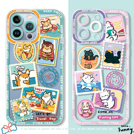 三川志适用于iPhone16promax苹果17手机壳15plus新款13mini华为mate60透明70小米14邮票猫狗情侣超好看的scz