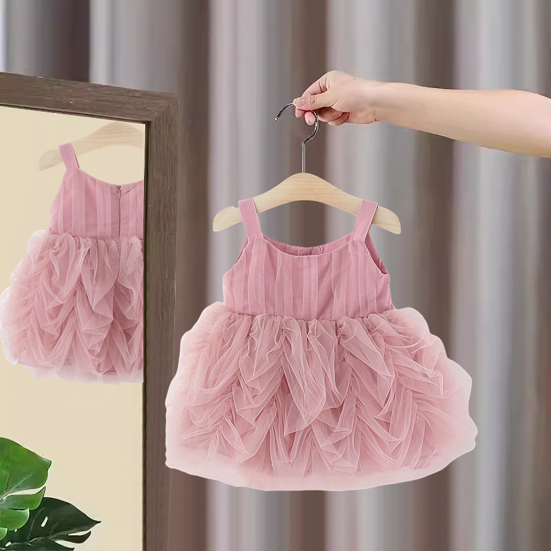 女童吊带连衣裙2025新款婴儿宝宝生日周岁蓬蓬纱裙儿童礼服公主裙