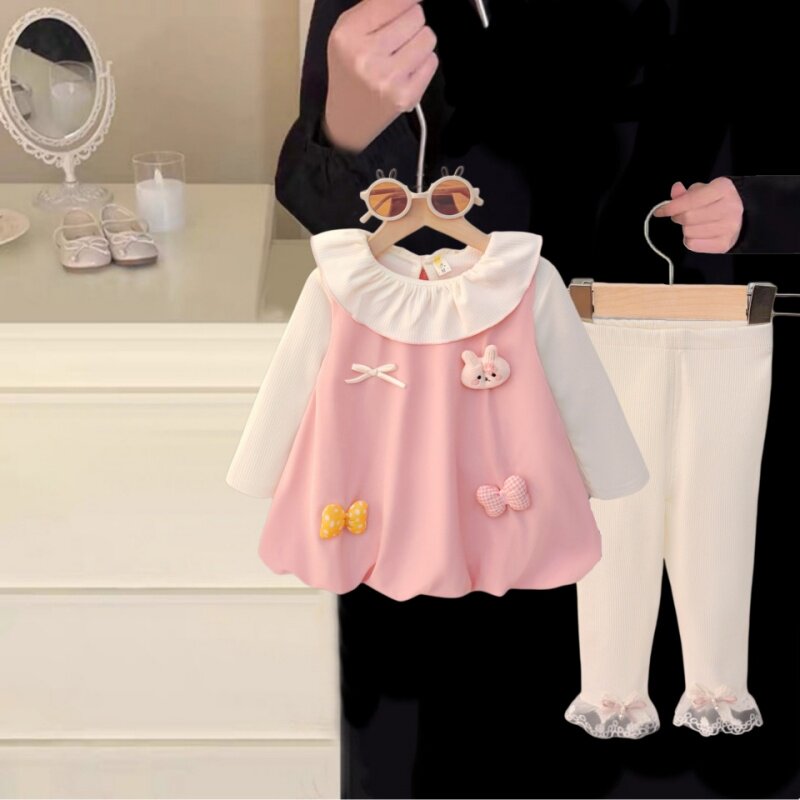 女童套装秋装2026新款儿童洋气衣服宝宝背心裙打底裤三件套春秋季