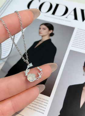 玫瑰花环S925纯银锁骨项链