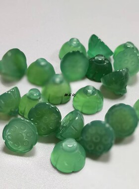 天然玛瑙小莲蓬吊坠淡绿色