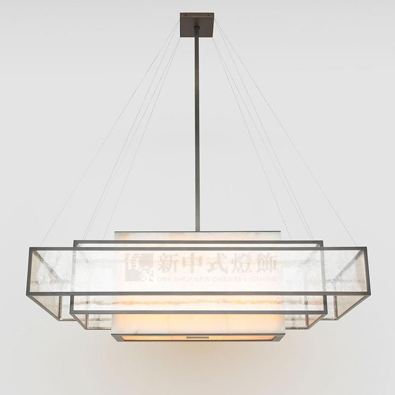 新中式三层铁布艺薄纱长正方形吊灯酒店大厅样板间别墅客餐厅吊灯,家装灯饰光源,客厅吊灯,淘宝优惠券,粉丝福利购,淘宝优惠卷