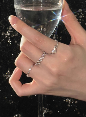 韩版小众设计爱心戒指女冷淡风时尚个性简约百搭开口可调节食指戒