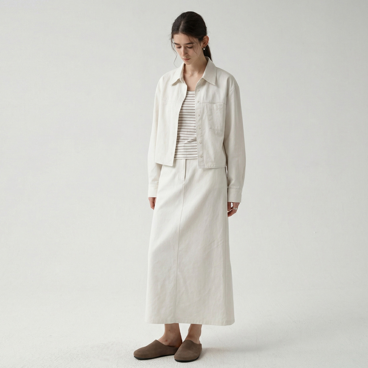 NOON假两件衬衣+半身裙天丝棉两件套2026春季休闲时尚套装XT6228